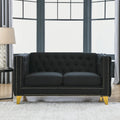 Velvet Sofa for Living Room Black Classic Chesterfield Room, Bedroom, Office Elegant Finish