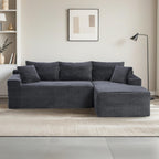 114" Brown Left Facing Sectional Couch with Chaise,Faux Leather Sectional Couch No Assembly Required,Boneless L Shaped Couch for Living Room