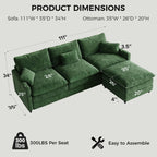 111" Modular Sectional Sofa, Deep Seat Cloud Couch Sectional with Ottoman
