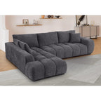 118-Inch Luxury Curved Sofa Modern Sectional Couch for Living Room Oversized L-Shaped Comfort Chenille Cloud Couch with Deep Seating for Family Gatherings,Daily Usage (Gray,Left Facing)