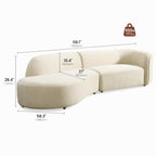 118" Left-Facing Chenille Sectional Sofa with Chaise, Modern Curved Cloud Couch, Deep Seat Upholstered Sofa with Solid Wood Frame, Organic Rounded Design for Living Room, Beige