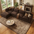 Vesgantti 141.7" Boneless Sectional Sofa with Chaise, 7 Seater Couch, Beige