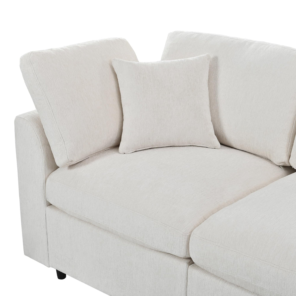 130" L-Shaped Modular Sectional Sofa Modern Deep Seat Cloud Couch for 5, Oversized Chenille Fabric Cloud Sectional Couches with 1 Ottoman Chaise, Higher Seater (21.7 inch)