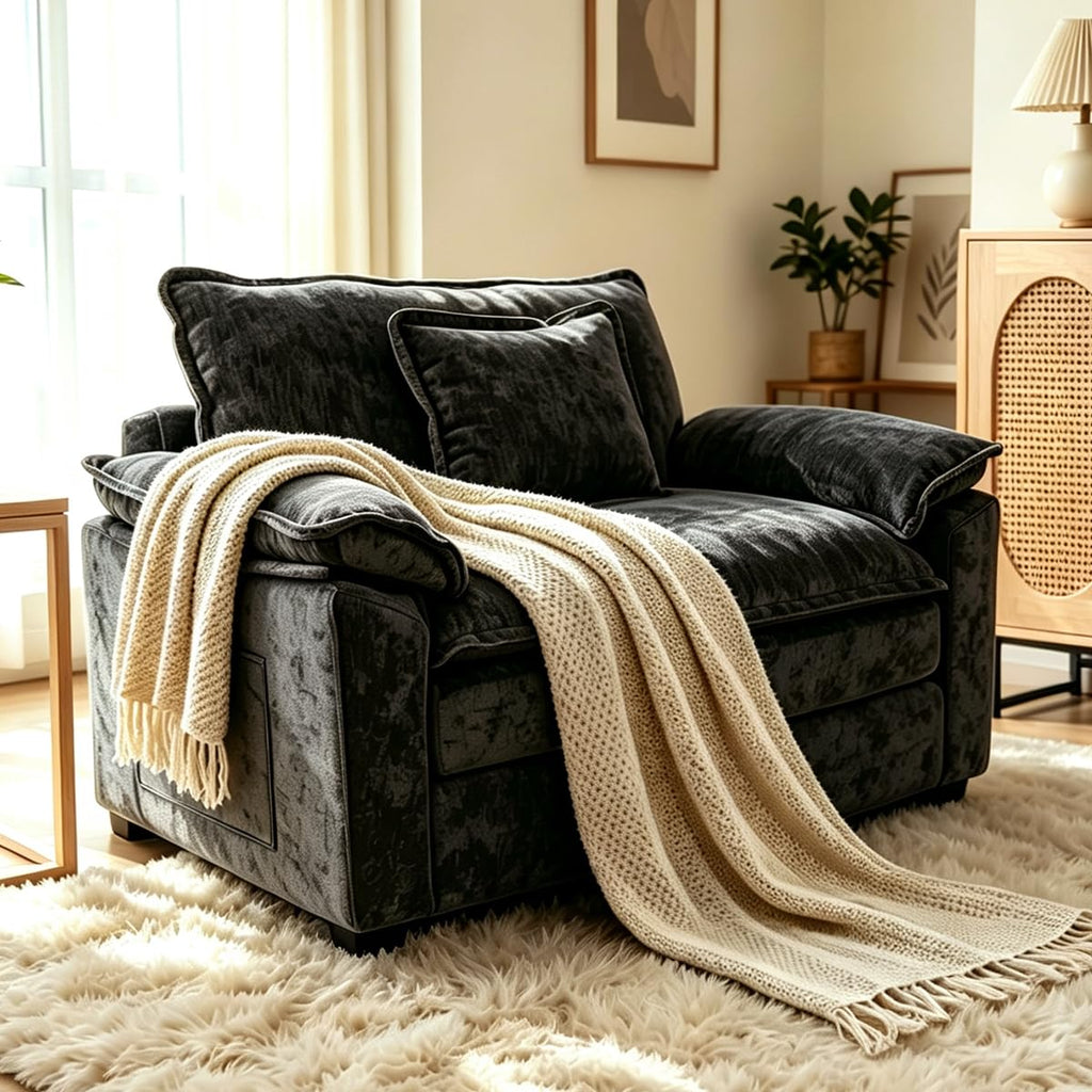 119" Cloud Couch Sectional, L Shaped Modular Sectional Sofa for Living Room, 3 Seater Sofa with 3 Removable Washable Pillows and 1 Ottoman, Light Gray