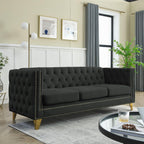 Velvet Sofa for Living Room Black Three-Section Comfort Cozy Modern Bedroom