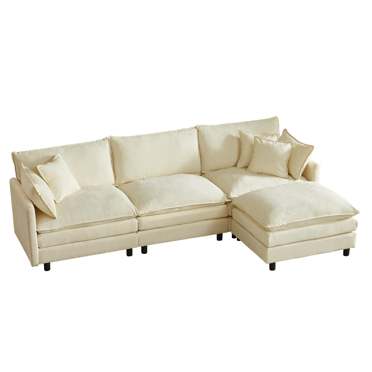 110 in L-Shaped Modular Sectional Sofa, 3-Seater Chenille Upholstery Coffee