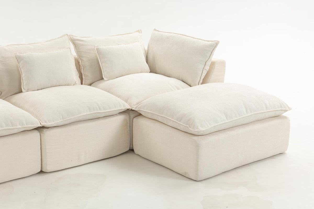 130.71" Width Cloud Couch Oversized Modular Sectional Sofa True Relax Comfy Couches WideDeep Seat Sofas for LivingSets, 4Seat with 2Ottoman DP343