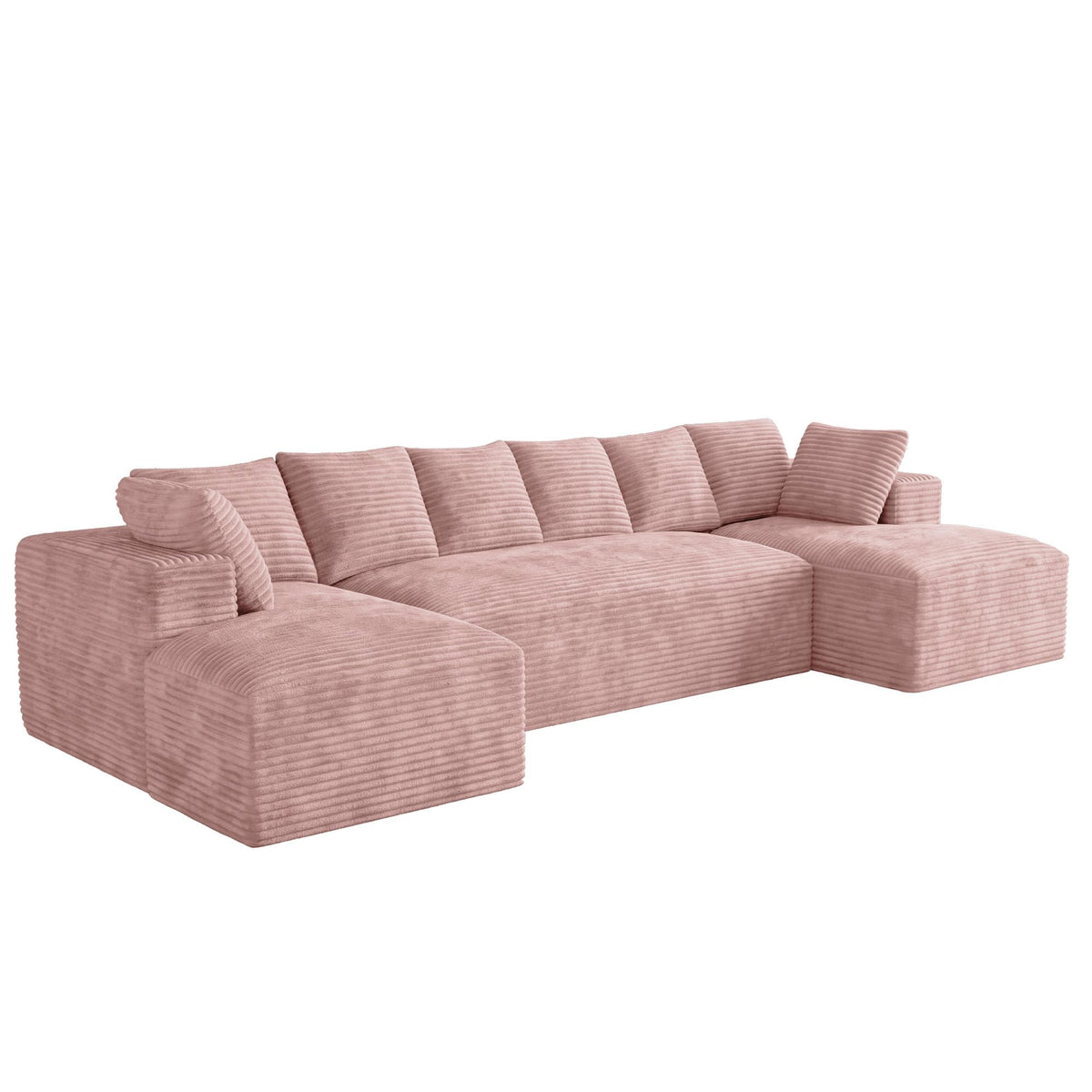 131" Oversized Cloud‑Style Boneless Sofa, Pink