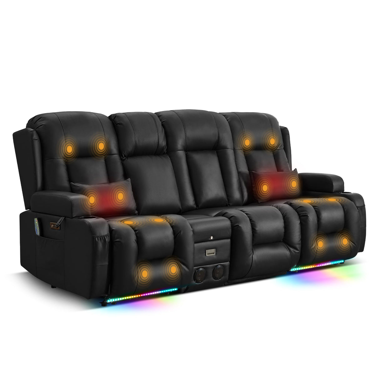 TUNYI Power Loveseat Recliner Sofa with Massage & Heat