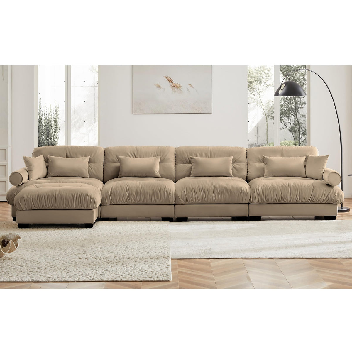 U Shaped Cloud Couches for Living Room Modular Sectional Sofa with Ottomans