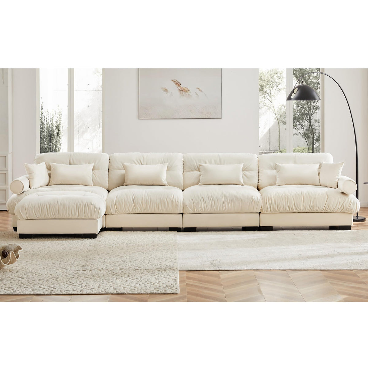 U Shaped Cloud Couches for Living Room Modular Sectional Sofa with Ottomans