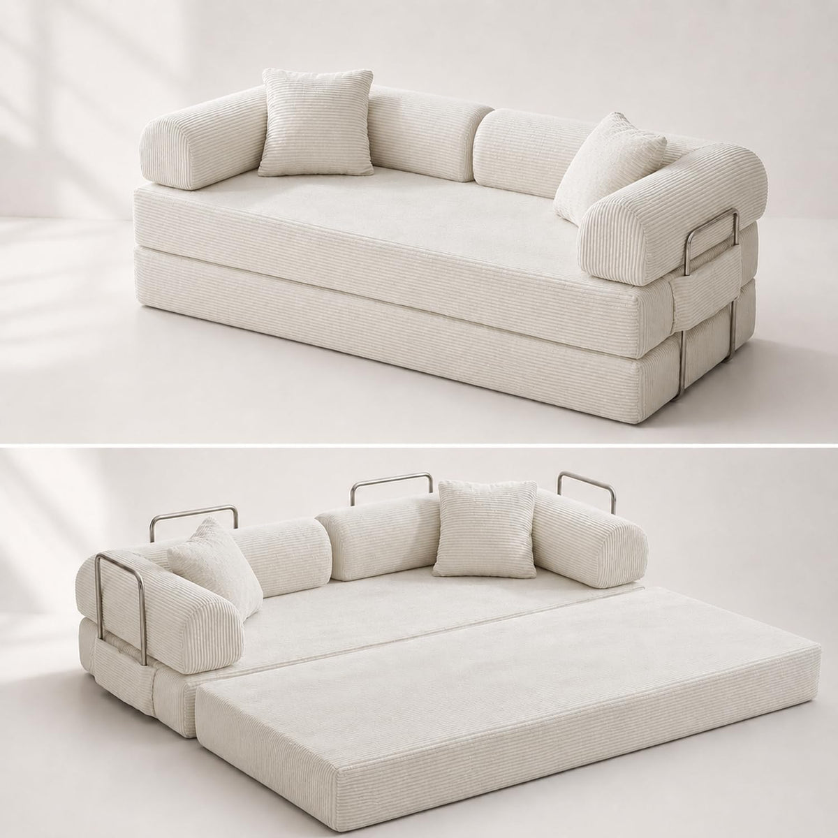 108" Modular Sectional Sofa Bed, L-Shaped Boneless Couch, Yellow