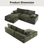 White corduroy compressed sofa. It has a soft and skin-friendly sitting feel, adding a healing atmosphere to the warm living room. It comes with 3 back cushions and 2 throw pillows. (Green)