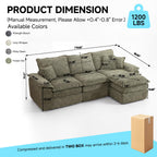 110" L-Shaped Sofa Bed,3-Layer Cushion Modular Sectional Boneless Couch