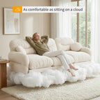 116" U Sectional Couches for Living Room, 3 Seater Modular Couch with 2 Ottoman, Cloud Sofa with Soft Chenille Fabric, High-Density Foam Cushion, Living Room Furniture, Beige