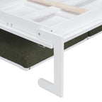 Wood Murphy Bed with Sofa, 4 Storage Shelves and USB Charging Station