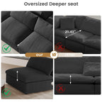 WJShome Cloud Couch Modular Sectional Sofa,160.6" Down Filled 5 Seater Convertible Sectional Sofas,V Shaped Couch for Living Room,Covers Washable&Replaceable (Black)