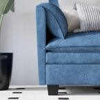 107.8'' Large Size 3 Seater Sofa Couch, L Shaped Sofas with Movable Ottoman, Arm with Pockets,Fabric Couches for Living Room, Apartment, Office