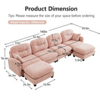 107" L Shaped Couch, Chenille Upholstered Modular Sectional Sofa, 3 Seater Deep Seat Sofa with Movable Ottoman, Modern Cloud Couch with Thick Seat Cushion, Sectional Couches for Living Room, Pink