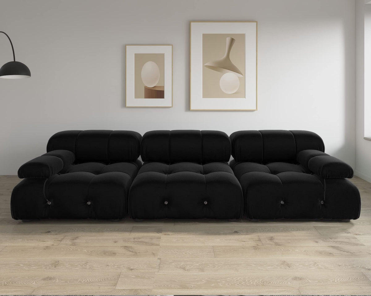 104" Bubble Couch Velvet Modular Sectional Sofa, Oversized L Shaped Couches for Living Room, Comfy Cloud Couch, 3-Seater Deep Seat Sofa Green