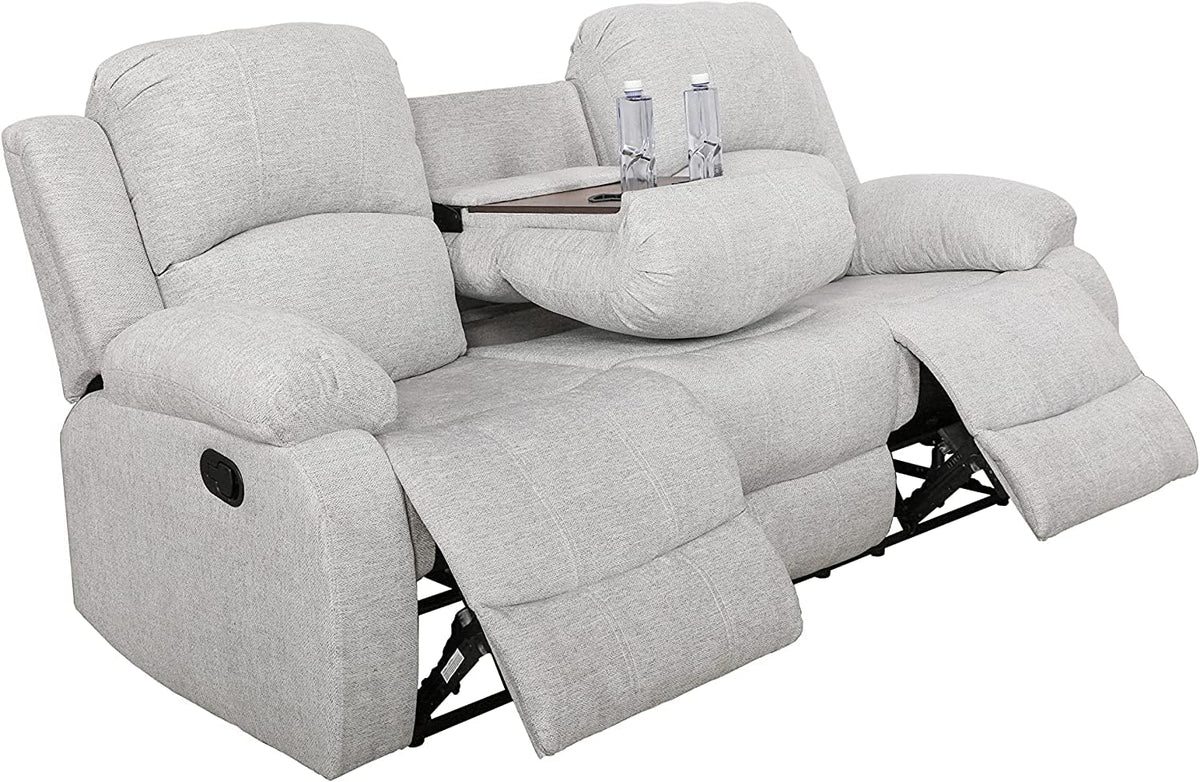 Bonded Leather Living Room Furniture Set Reclining Sofa Set Loveseat Furniture Sets in Living Room Sofa Recliners (3 Pieces, Blue Microfiber)
