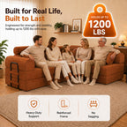 106" Convertible Sleeper Sectional Sofa Bed, 4-in-1 Corduroy Boneless Couch with Fixed-Shape Frame, Modular L-Shaped Sofa with Pillows, Fold Out Floor Sofa for Living Room Apartment (Orange)