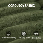 Tidyard Y119-3R Green 3-Seater Right Facing Sectional Sofa with Chaise, Plush Corduroy Fabric, No Assembly Required