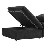 WJShome Cloud Modular Sectional Sofa with 2 Storage Ottomans,160.6" Down Filled U Shaped Sofa Couch for Living Room,6 Seater Minimalist Wide Deep Seat Convertible Couches for Office Apartment,Black