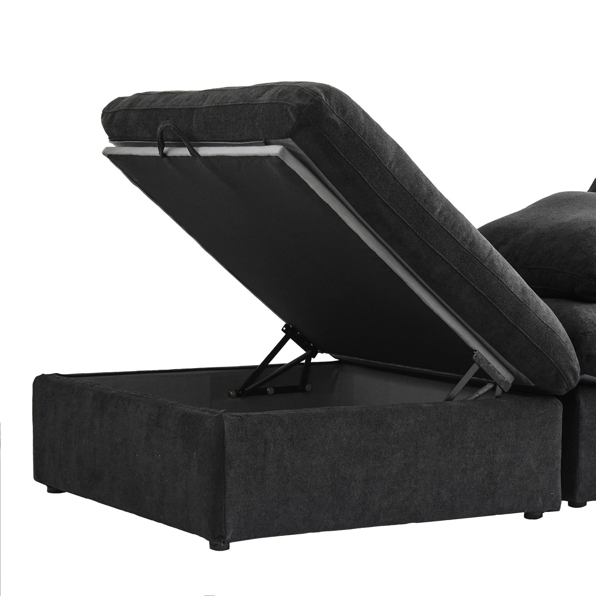 WJShome Cloud Modular Sectional Sofa with 2 Storage Ottomans,160.6" Down Filled U Shaped Sofa Couch for Living Room,6 Seater Minimalist Wide Deep Seat Convertible Couches for Office Apartment,Black