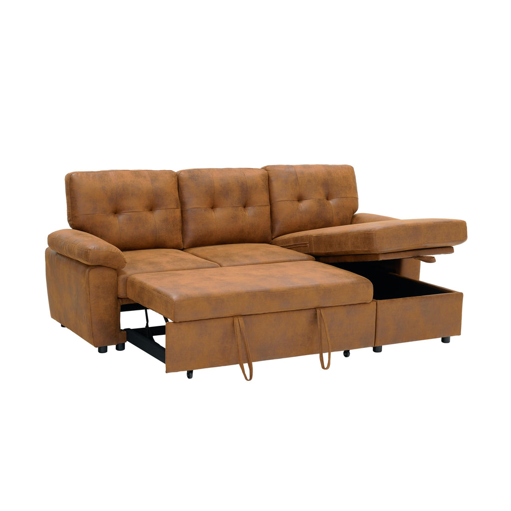 Tufted Sectional Sleeper Sofa Pull Out Couch Bed Modern Corner Couch