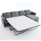 106.5" Convertible Sleeper Sofa Bed with Pull Out Couch, Dark Grey L Shaped Couch with Storage Chaise & Memory Mattress, Modular Sectional Couches with Wireless Charging & USB for Living Room