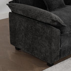 Wider Armrest 3 Seats Modern Sectional Couch Black Chenille Cloud Living Room Bedroom Apartment Cozy