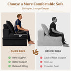 Upgraded Boneless Couch with Storage, 107" Modular Sectional Sofa Couches for Living Room, Extra Deep&High 3 Seater U-Shaped Boneless Sofa with Ottoman, Tool-Free Assembly, Black