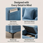 Upholstered Reception Sofa, Fabric Waiting Room Couch with Hidden Storage