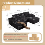 107" Corduroy Modular Sectional Sofa with Ottoman,Modern U-Shaped Cloud Couch with Deep Seat,Comfy 3-Seater Sofa for Living Room,No Assembly (Black,Right-Facing Chaise)