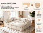 115 in Modular Sectional Sofa, L-Shaped Chenille, 3-Seater with Ottoman