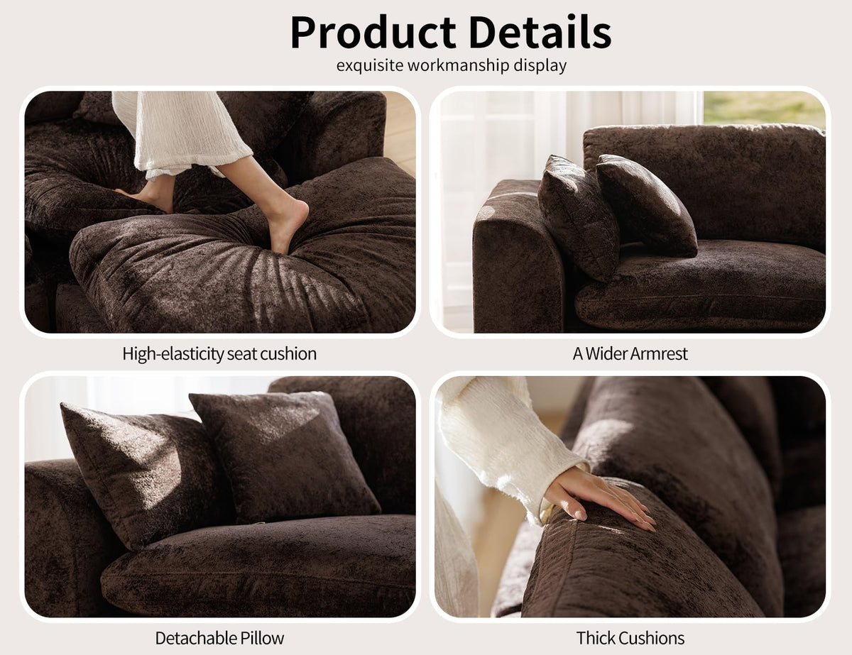 115" Cloud Sectional Couch, Boneless Couches for Living Room