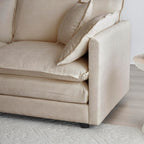 U-Shaped Sectional Sofa Beige Chenille Flexible Combination Living Room, Home Theater Modern Comfort