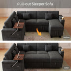 100" Modular Sectional Sofa with Storage, Cloud Couch Pull Out Bed