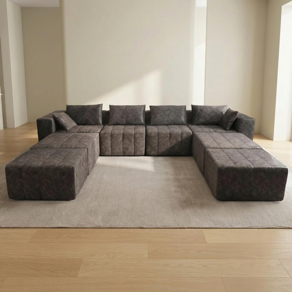 · REDEARTH · Boneless L Shaped Sectional Sofa in a Box, 5 Seater - Oyster