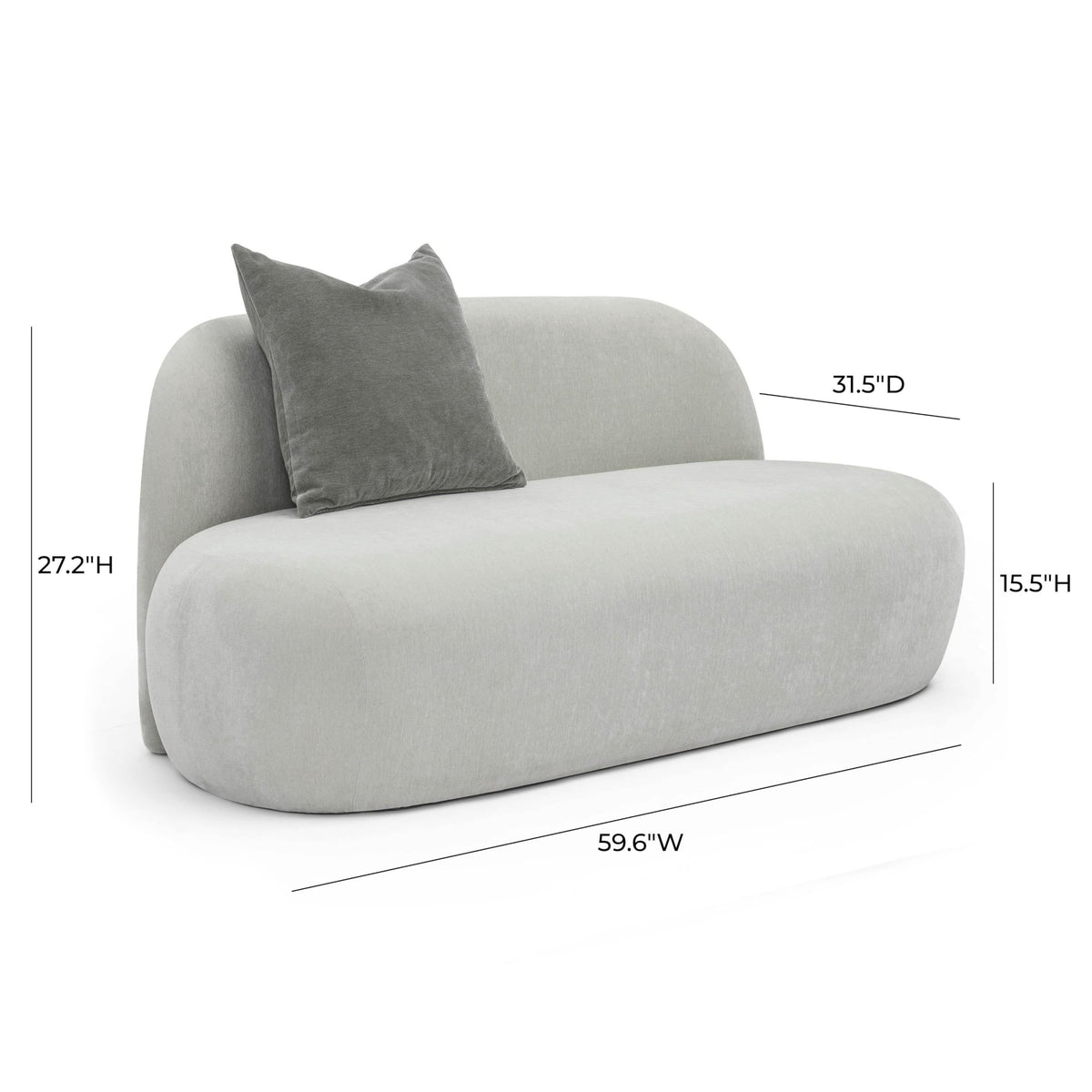 Tov Furniture Carraway Upcycled Chenille Loveseat (Grey)