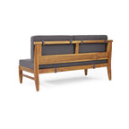 Tidyard 4-Piece Sofa Set, Dark Gray – Mid-Century Modern Design with Acacia Wood Frame & Slat Paneling, Water-Resistant Cushions, Sectional Chat Set for Indoor/Outdoor Use, 82.7? W x 82.7? D