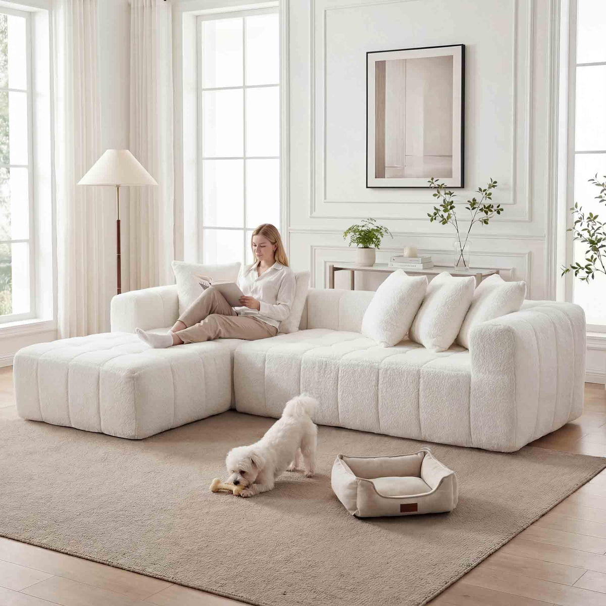 WILLIAMSPACE 111" Sectional Curved Sofa Couch with Fully Compressed Sponge