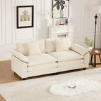 Wider Armrest LoveSeat (Ottoman is not Included), Sectional Couch, for Living Room Bedroom and Apartment, Comfy Double Layer Upholstered Seat Cushion, Breathable Chenille Fabric, Beige WT670