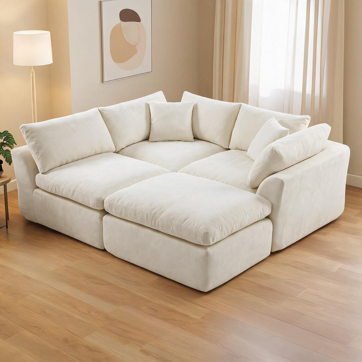 110" Cloud Sectional Couches for Living Room, Dark Gray Chenille Sofa