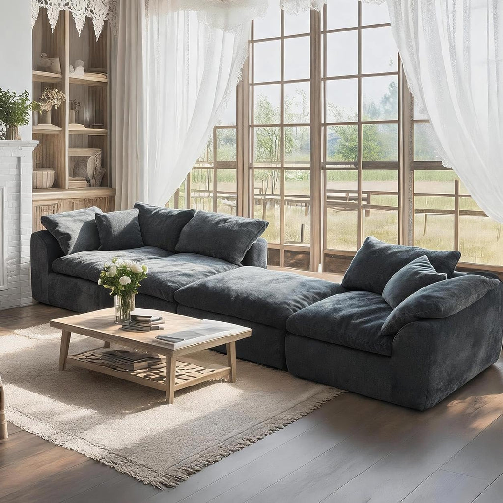 109" Modular Boneless Cloud Couch for Living Room, No Assembly Needed
