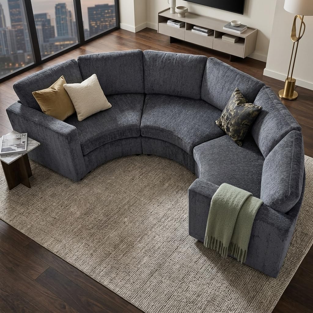 109.4'' Curved Modular Sectional Sofa, Round Sofa with Soft Upholstery