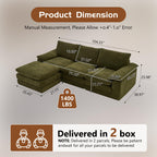 100" Modular Sectional Sofa, L Shape Cloud Couch with 1 Movable Ottoman, Comfy Chenille Deep Seat Sofa with Soft Pillows for Living Room Apartment