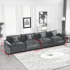 Wider Armrest 3 Seats (Ottoman is not Included), Sectional Couch, for Living Room Bedroom and Apartment, Comfy Double Layer Upholstered Seat Cushion, Breathable Chenille Fabric,Black,SW5044BK GE681