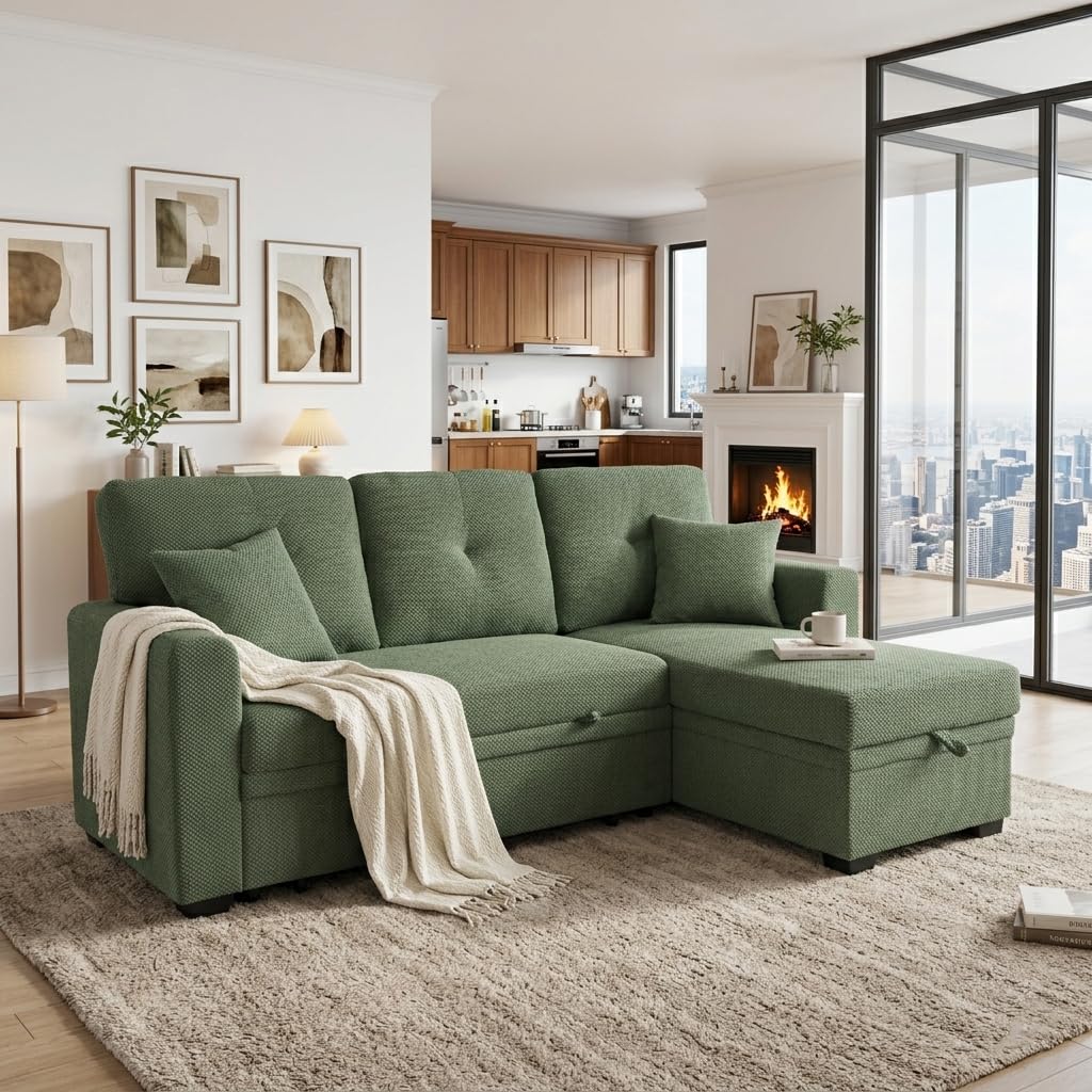U-Shaped Sofa, Dual Chaise Sectional, 104 Inch, Camel